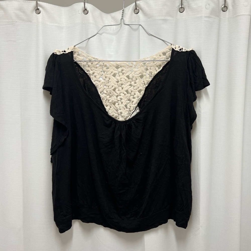 Elegant Black Lace Accent Women's Top